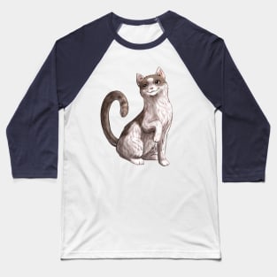 White and Gray Calico Cat Pet Portrait Baseball T-Shirt